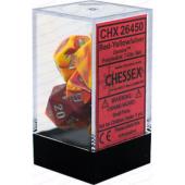 Polyhedral Dice - 7D Gemini Red Yellow/ Silver Set