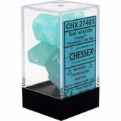 Polyhedral Dice - 7D Frosted Teal /White Set