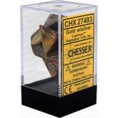 Polyhedral Dice - 7D Lustrous Gold /Silver Set